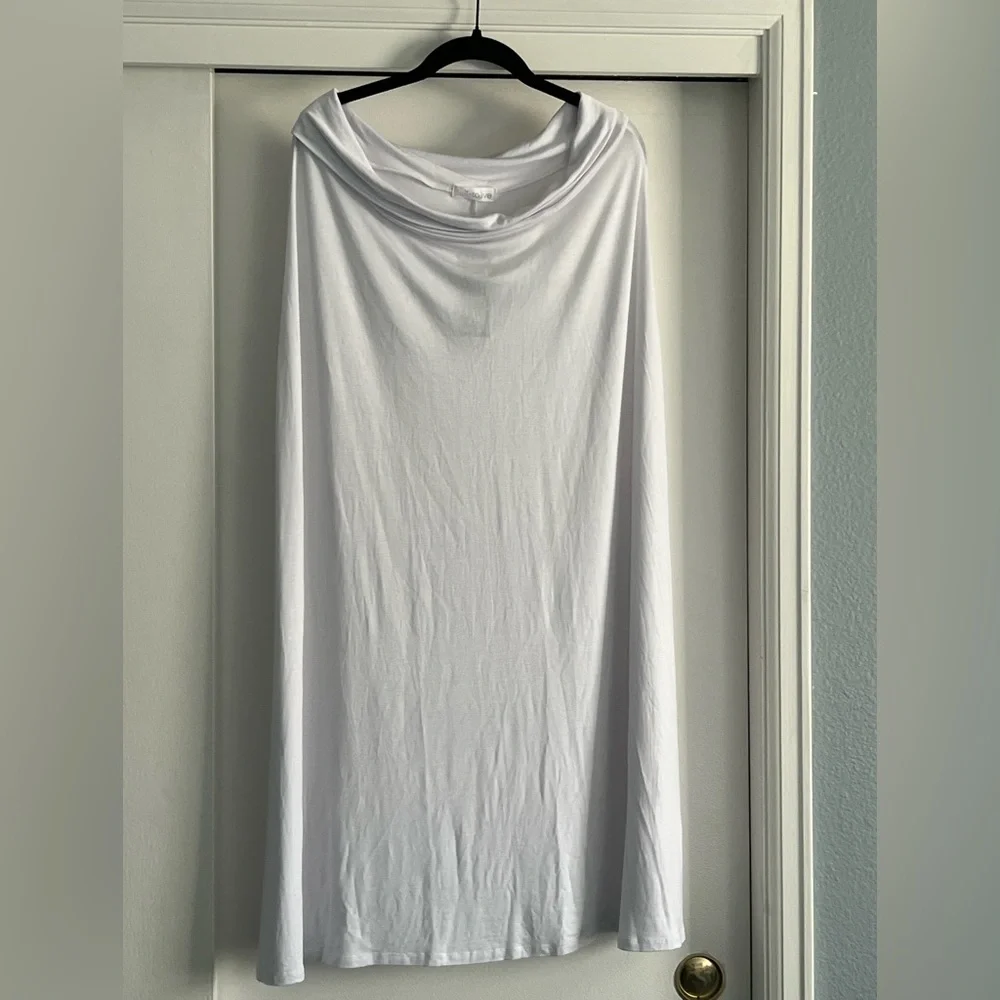 White Jersey Maxi Skirt XXL | High Waist/Foldover - Picture 1 of 4